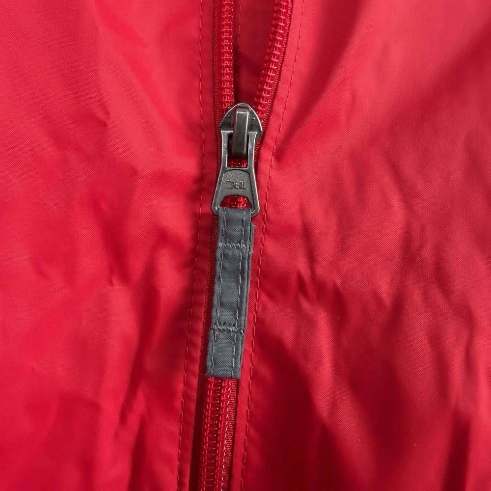 Columbia Windbreaker Jacket Size Men's XL Red Gray Hood Packable Full Zip Up